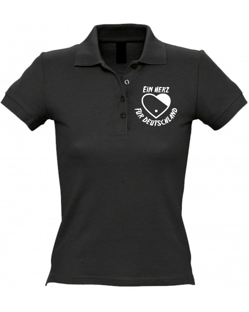 Besticktes Damen Poloshirt (Ein Herz für Deutschland)