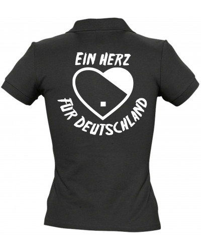 Besticktes Damen Poloshirt (Ein Herz für Deutschland)