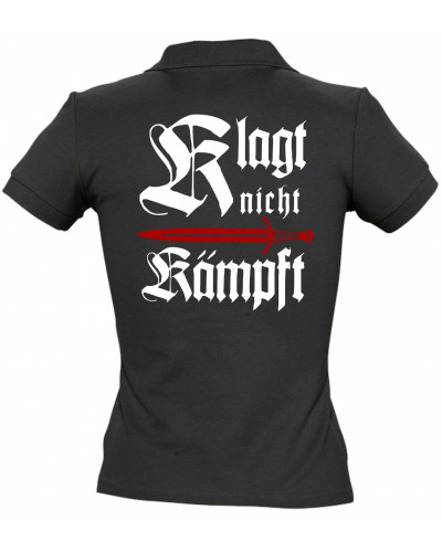 Besticktes Damen Poloshirt (Klagt nicht kämpft, Schwert)