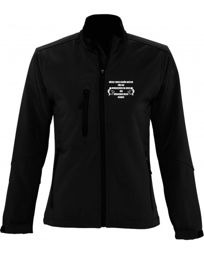 Bestickte Damen Softshell Jacke "3 Lagen" (Bückt euch schön weiter)