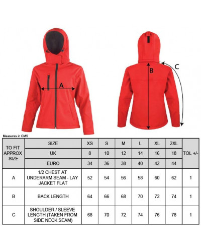 Bestickte Damen Softshell Kapuzenjacke (Klagt nicht kämpft, Schwert)