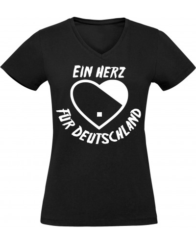 Damen V-Ausschnitt T-Shirt (Ein Herz für Deutschland)