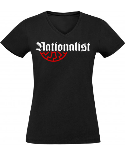 Damen V-Ausschnitt T-Shirt (Nationalist für Heimat, Volk und Vaterland)