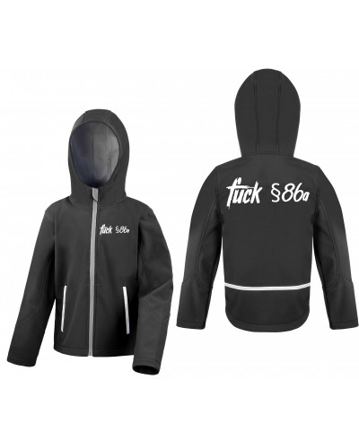 Bestickte Kinder Softshell Kapuzenjacke (Fuck 86a)