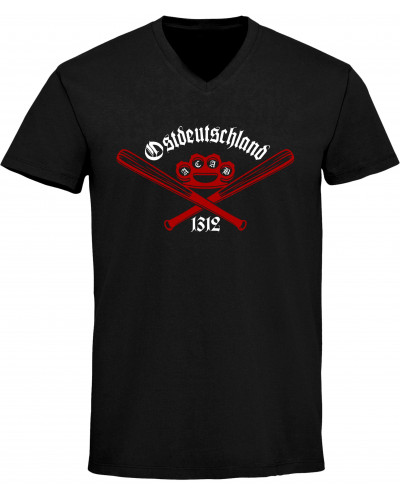 Herren V-Ausschnitt T-Shirt (Ostdeutschland, ACAB)
