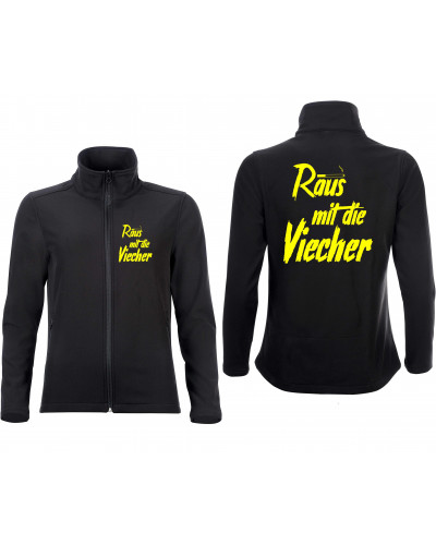 Bestickte Damen Softshell Jacke "2 Lagen" (Raus mit die Viecher)