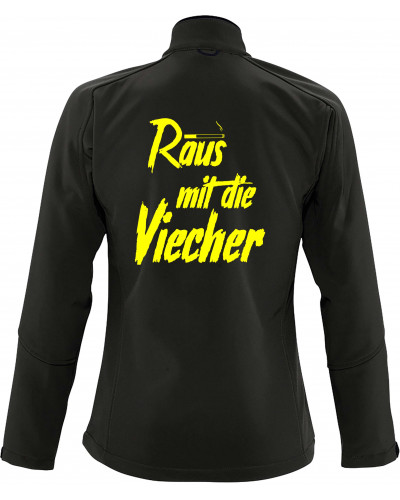 Bestickte Damen Softshell Jacke "3 Lagen" (Raus mit die Viecher)