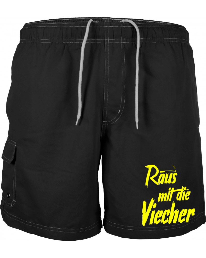 Bestickte Herren Badehose (Raus mit die Viecher)