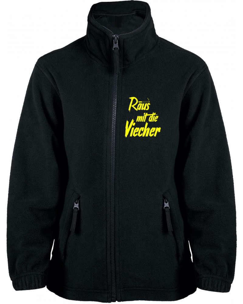 Bestickte Kinder Fleecejacke (Raus mit die Viecher)