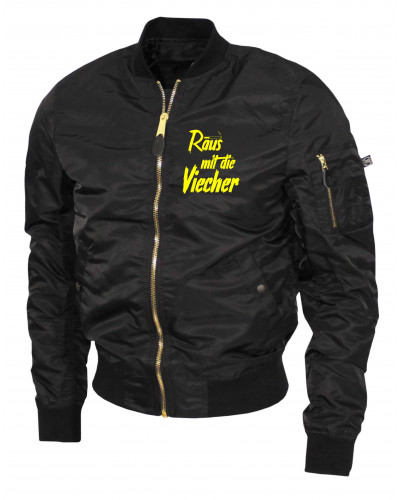 Bestickte Ma1 Bomberjacke "Leichtversion" (Raus mit die Viecher)