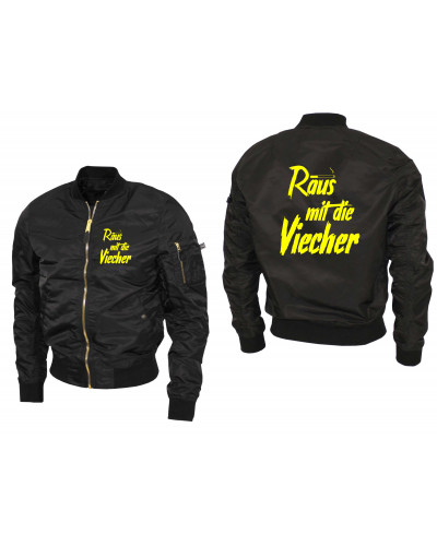 Bestickte Ma1 Bomberjacke "Leichtversion" (Raus mit die Viecher)