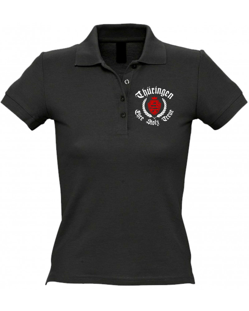 Besticktes Damen Poloshirt (Thüringen, ehre stolz treue)