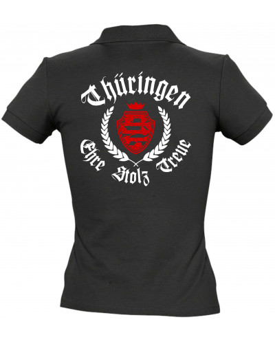 Besticktes Damen Poloshirt (Thüringen, ehre stolz treue)