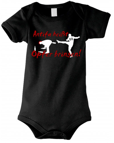 Baby Kurzarm Body (Antifa heißt Opfer bringen)