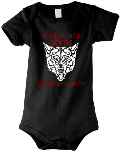 Baby Kurzarm Body (Lieber ein Wolf Odins als ein Lamm Gottes)
