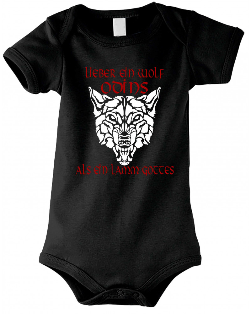 Baby Kurzarm Body (Lieber ein Wolf Odins als ein Lamm Gottes)