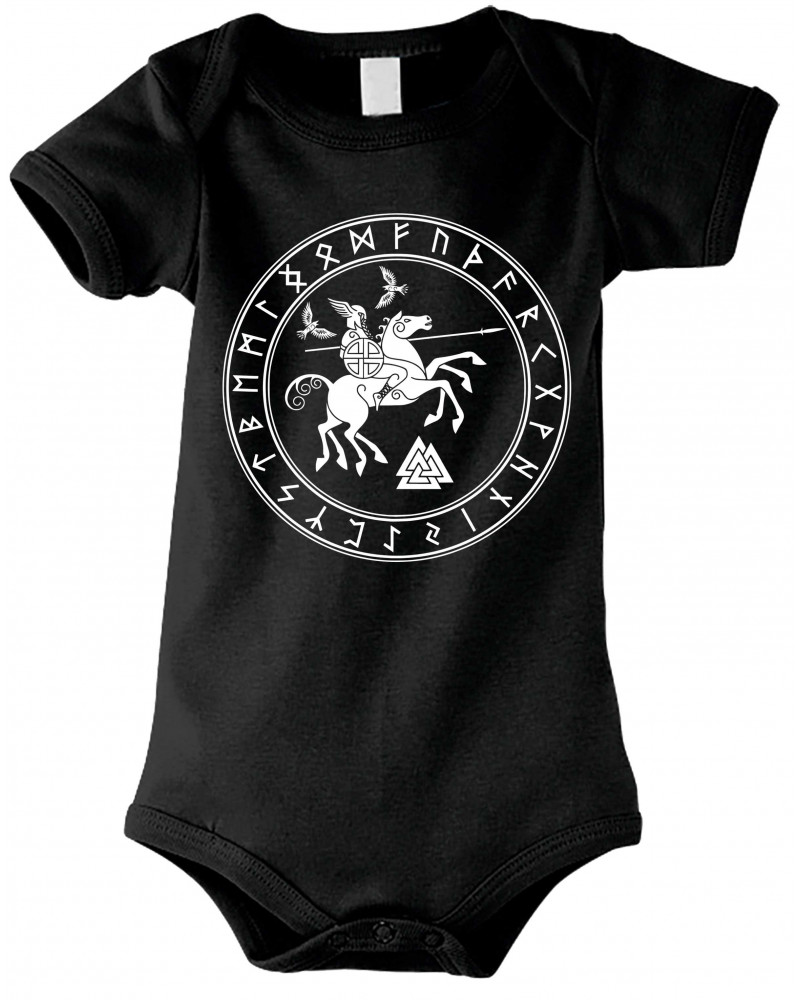 Baby Kurzarm Body (Odin und Sleipnir)