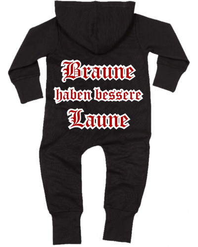 Bestickter Baby Strampler (Braune haben bessere laune)