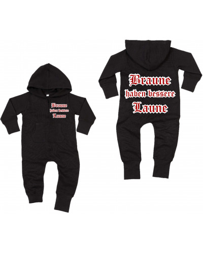 Bestickter Baby Strampler (Braune haben bessere laune)