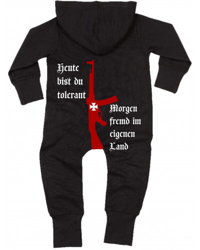 Bestickter Baby Strampler (Heute tolerant morgen fremd im eigenen Land)