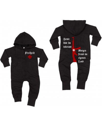 Bestickter Baby Strampler (Heute tolerant morgen fremd im eigenen Land)