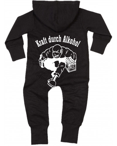 Bestickter Baby Strampler (Kraft durch Alkohol)
