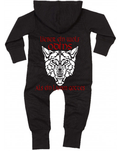 Bestickter Baby Strampler (Lieber ein Wolf Odins als ein Lamm Gottes)