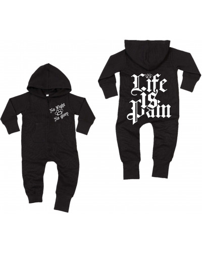 Bestickter Baby Strampler (Life is Pain)