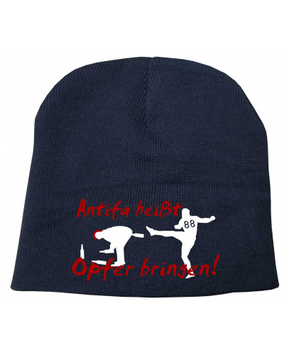 Bestickter Beanie "Fricka" (Antifa heißt Opfer bringen)