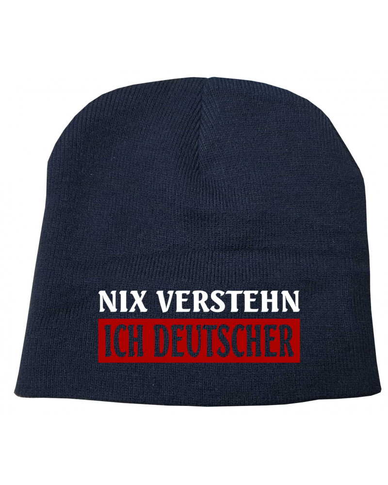 Bestickter Beanie "Fricka" (Nix verstehen, ich deutscher)