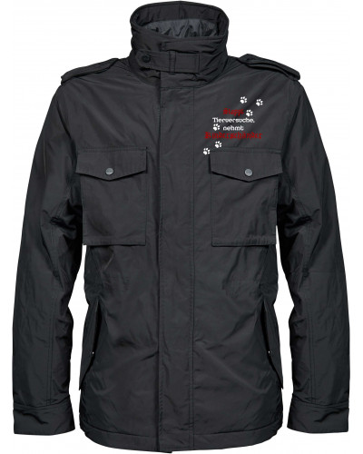 Bestickte Herren Jacke "Balder" (Stoppt Tierversuche, nehmt Kinderschänder)