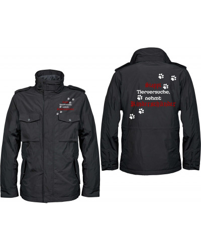 Bestickte Herren Jacke "Balder" (Stoppt Tierversuche, nehmt Kinderschänder)