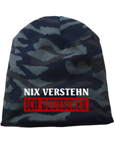 Bestickter Beanie "Camo" (Nix verstehen, ich deutscher)