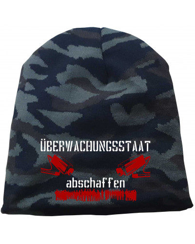 Bestickter Beanie "Camo" (Überwachungsstaat abschaffen)