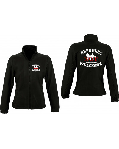 Damen Fleecejacke (Refugees not welcome)