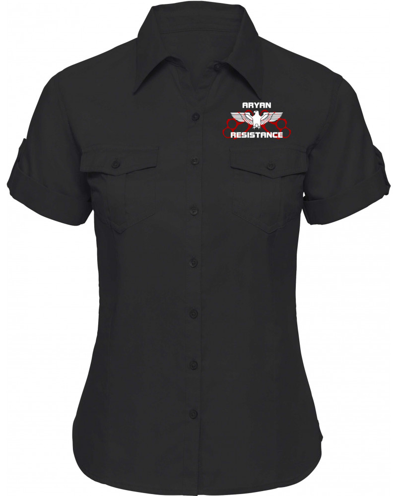 Bestickte kurzarm Damenbluse (Aryan Resistance)