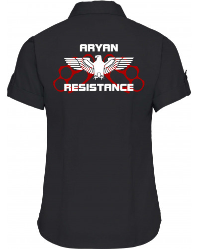 Bestickte kurzarm Damenbluse (Aryan Resistance)