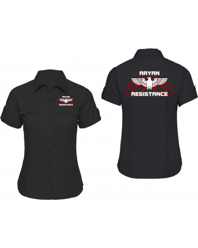 Bestickte kurzarm Damenbluse (Aryan Resistance)