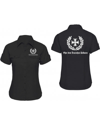Bestickte kurzarm Damenbluse (Ehre dem Deutschen Soldaten)
