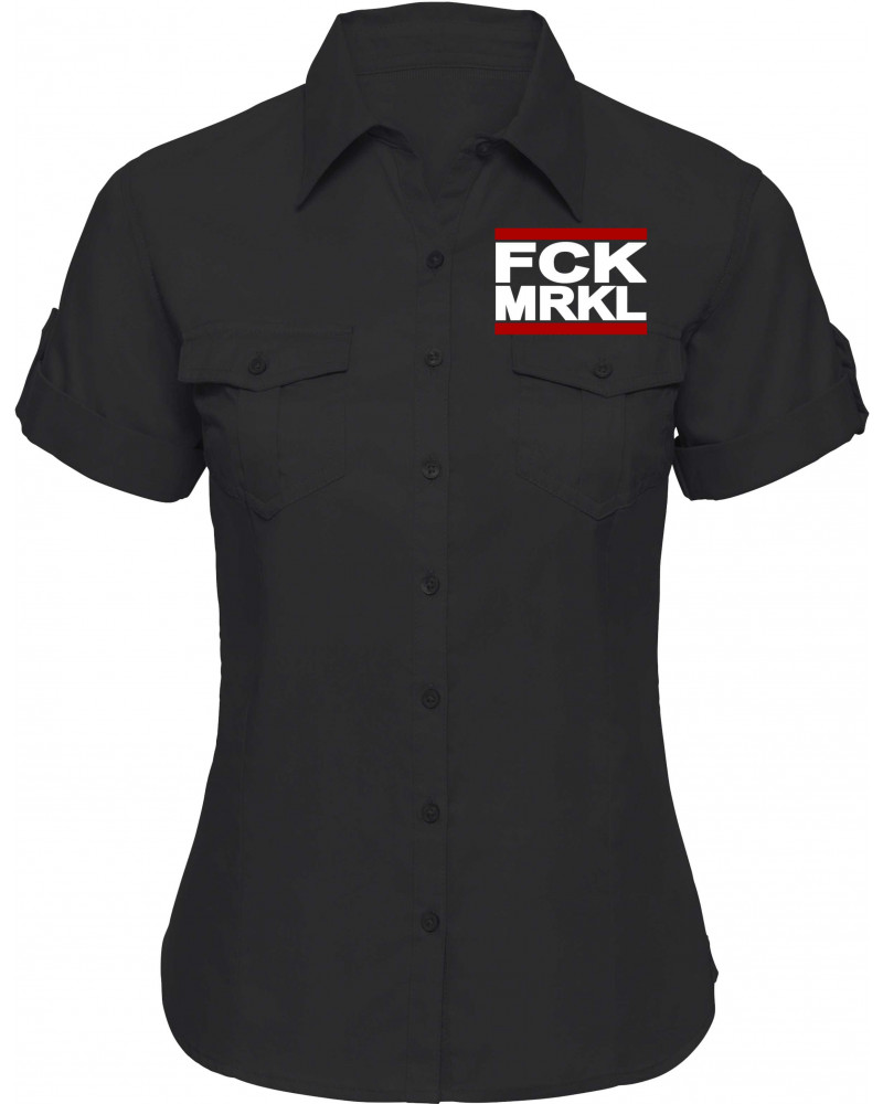 Bestickte kurzarm Damenbluse (FCK MRKL)