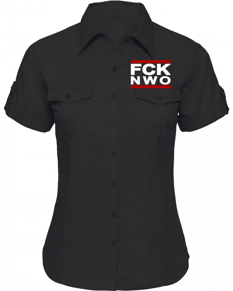 Bestickte kurzarm Damenbluse (FCK NWO)