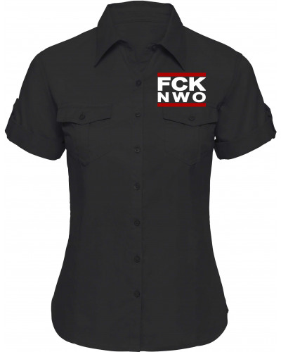 Bestickte kurzarm Damenbluse (FCK NWO)