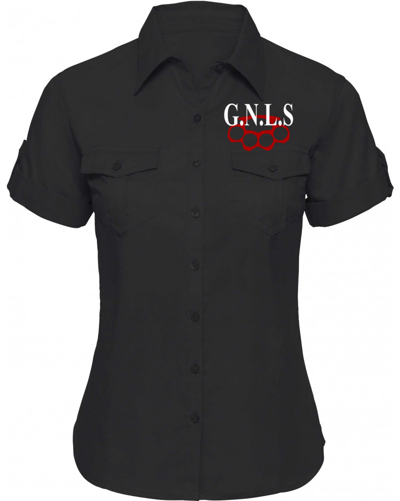 Bestickte kurzarm Damenbluse (GNLS, Schlagring)