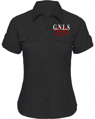 Bestickte kurzarm Damenbluse (GNLS, Schlagring)