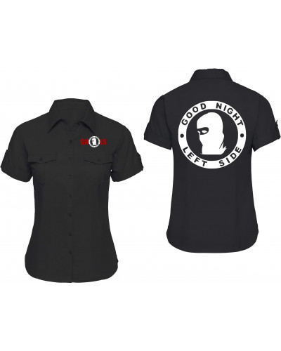 Bestickte kurzarm Damenbluse (Good night left side)
