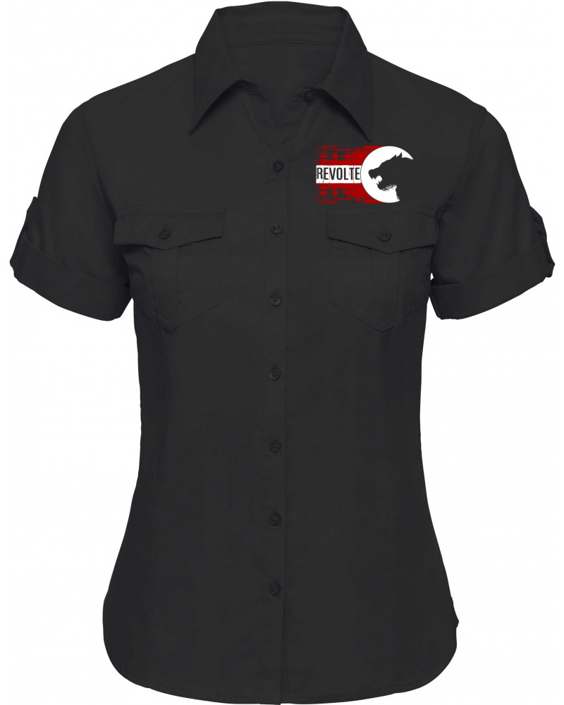 Bestickte kurzarm Damenbluse (H8-Front)