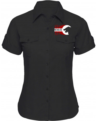 Bestickte kurzarm Damenbluse (H8-Front)