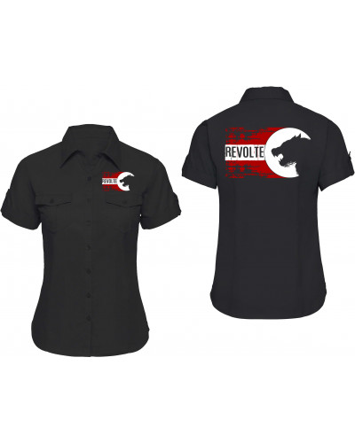 Bestickte kurzarm Damenbluse (H8-Front)