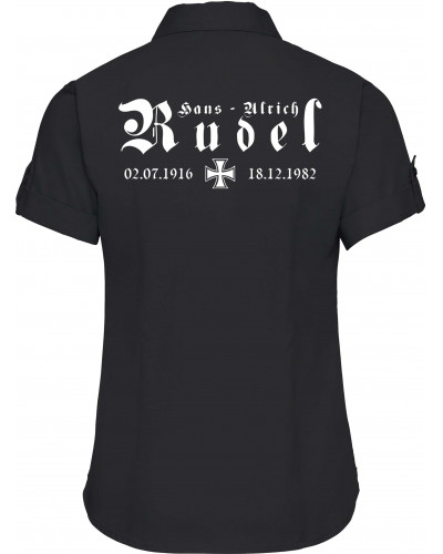 Bestickte kurzarm Damenbluse (Hans - Ulrich Rudel, Kreuz)