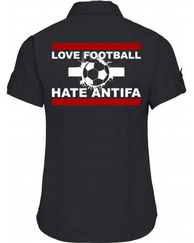 Bestickte kurzarm Damenbluse (Love Football hate Antifa)
